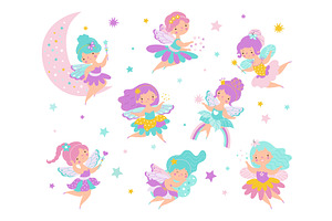 Fairy Little Princess. Cartoon Cute