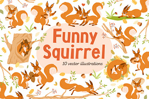 Cute funny squirrels, cartoon set, an Animal Illustration by Good Studio