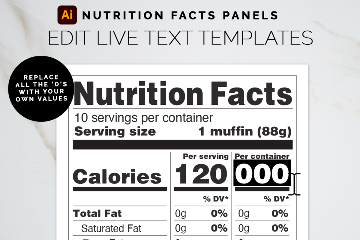 Adobe Nutrition Facts Panel Template, a Branding & Logo Template by Bdemm Studio (Photo 2 of 7)