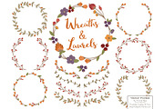 Autumn Vector Flower Wreaths, a Seasonal Illustration by Amanda Ilkov (Thumbnail 1 of 3)