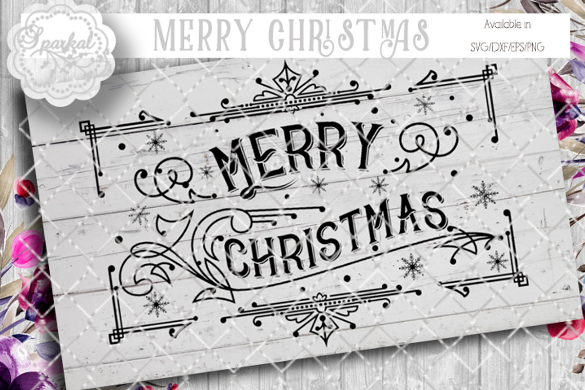 Vintage Merry Christmas Stencil, an Illustration by SparkalDesigns (Photo 2 of 2)