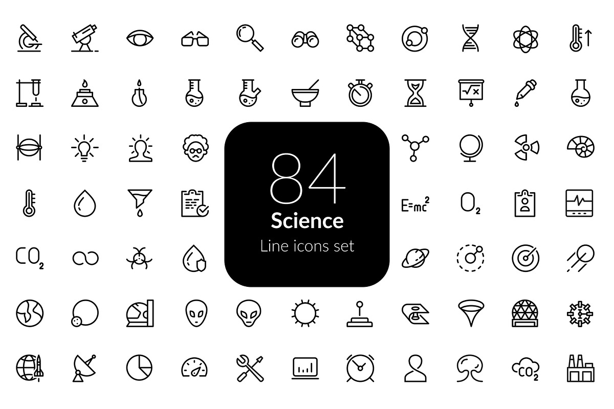 Science line icons set, an Outline Icon by AIWD (Photo 1 of 2)