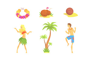 Hawaiian Party Objects Set, Symbols