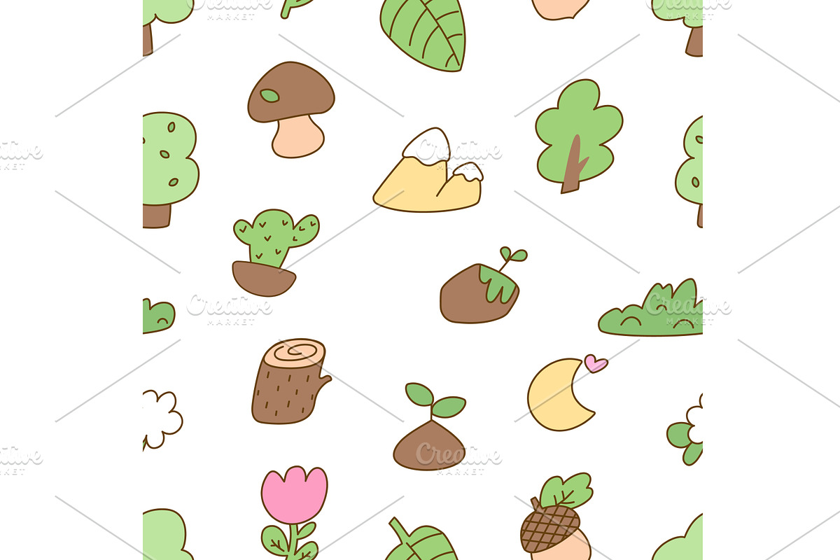 Nature kawaii elements. Tree, an Object Illustration by Valerie Bodnar