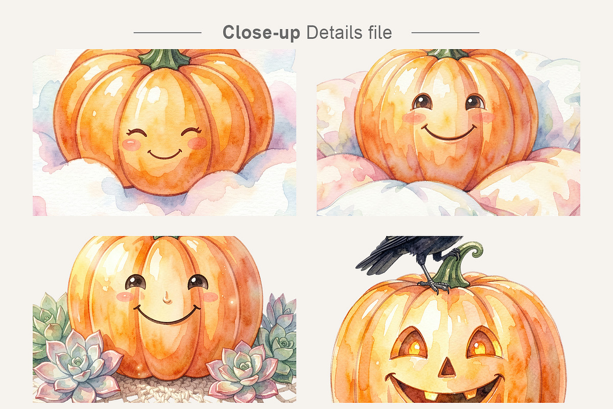 Boho Watercolor Smiling Pumpkins, an Illustration by Artnoy (Photo 4 of 8)