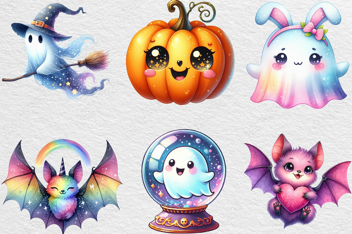 Cute Halloween Clipart, an Illustration by Black Bird Studio (Photo 3 of 6)