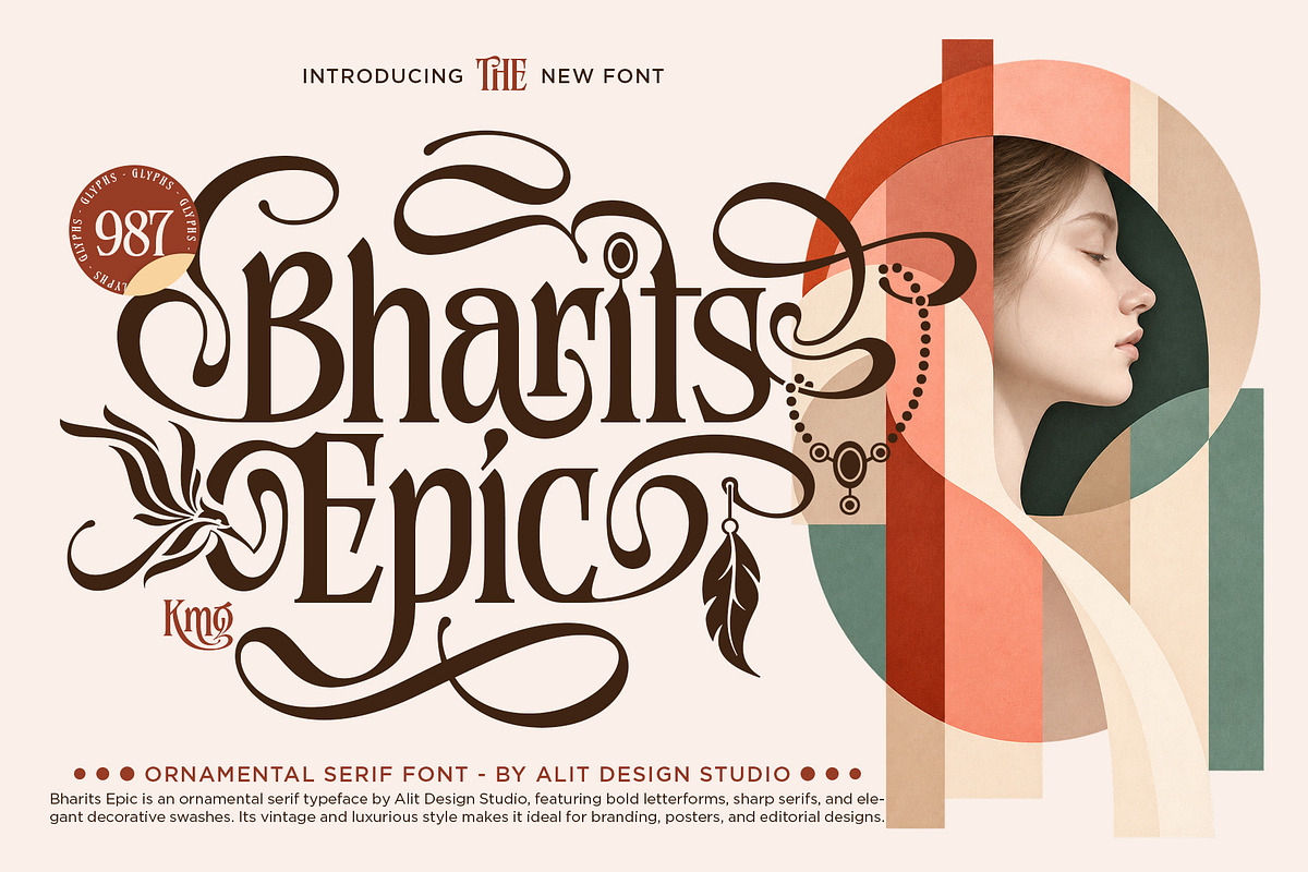 Bharits Epic Typeface, a Serif Font by alit design (Photo 1 of 20)