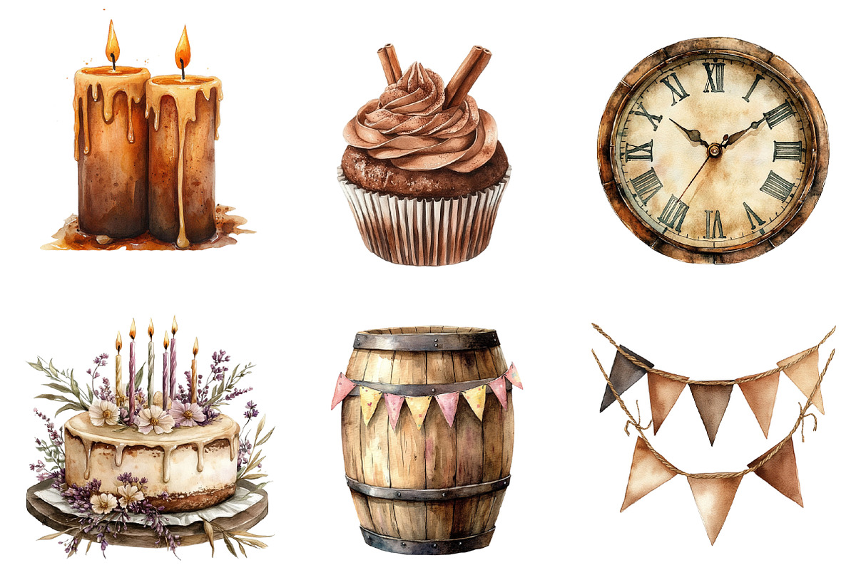 Watercolor Rustic Brown Birthday, an Illustration by SinaCreation (Photo 4 of 5)
