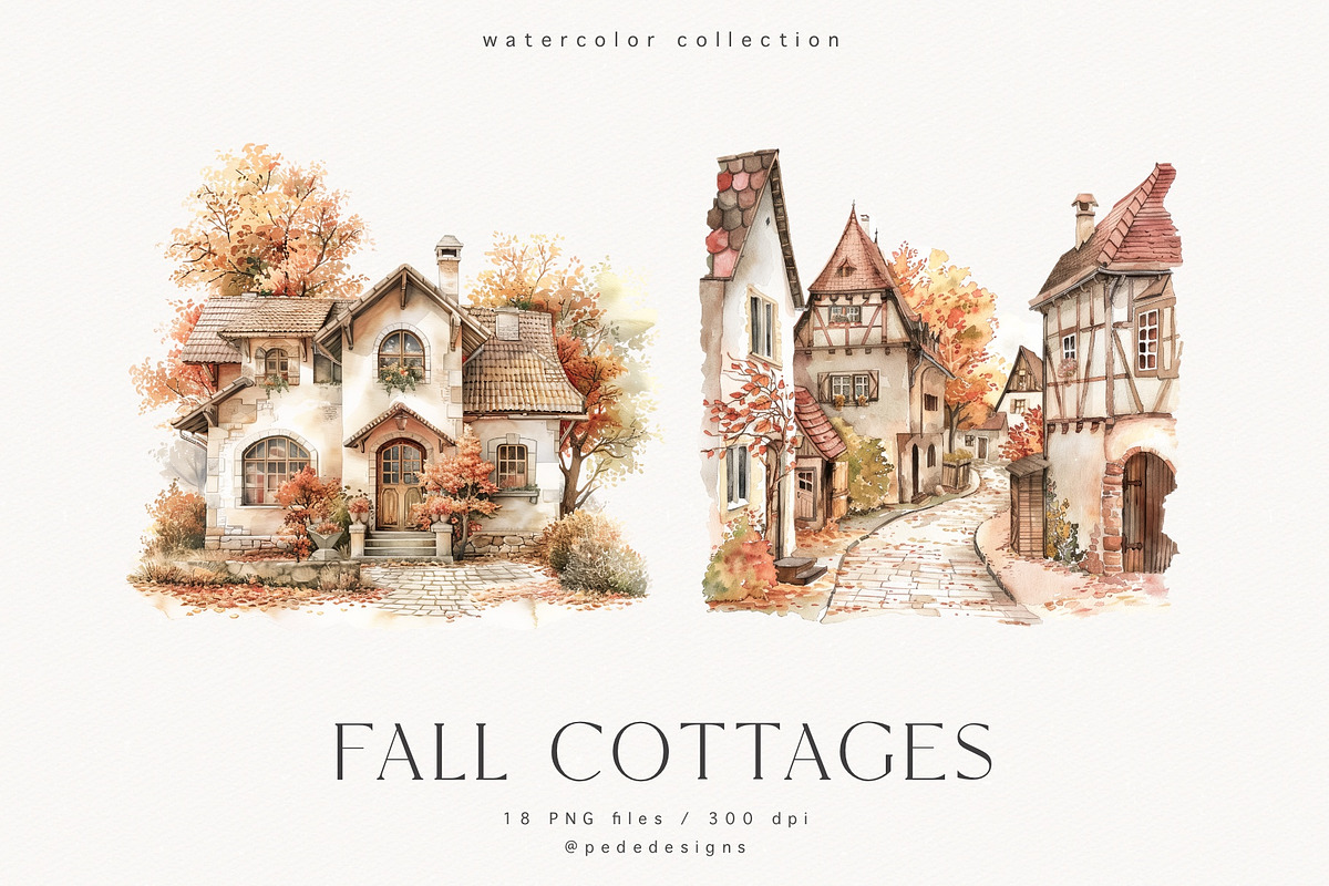 Fall Cottages, a Seasonal Illustration by PeDe Designs (Photo 9 of 10)