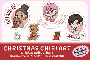 Valentine Chibi Art Sticker 1, an Illustration by vectstudio