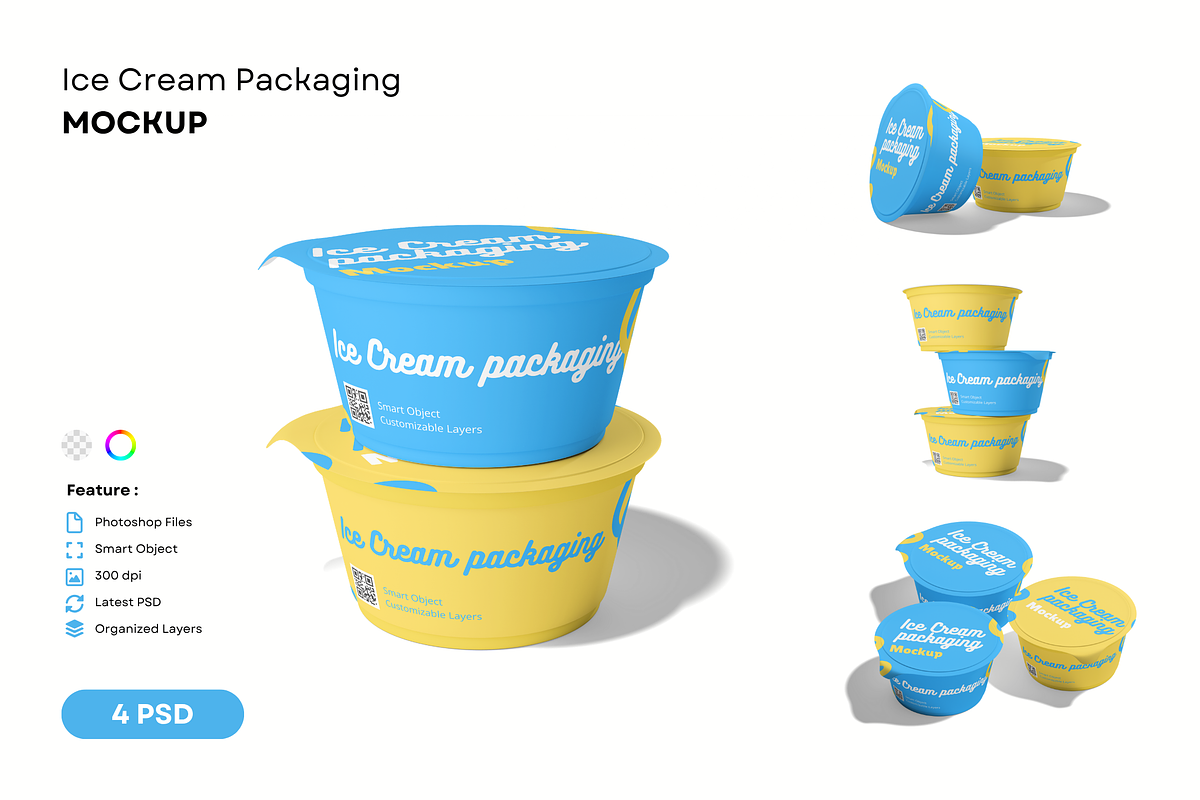 Ice Cream Packaging Mockup, a Packaging Mockup by DSNA Mockup (Photo 1 of 5)
