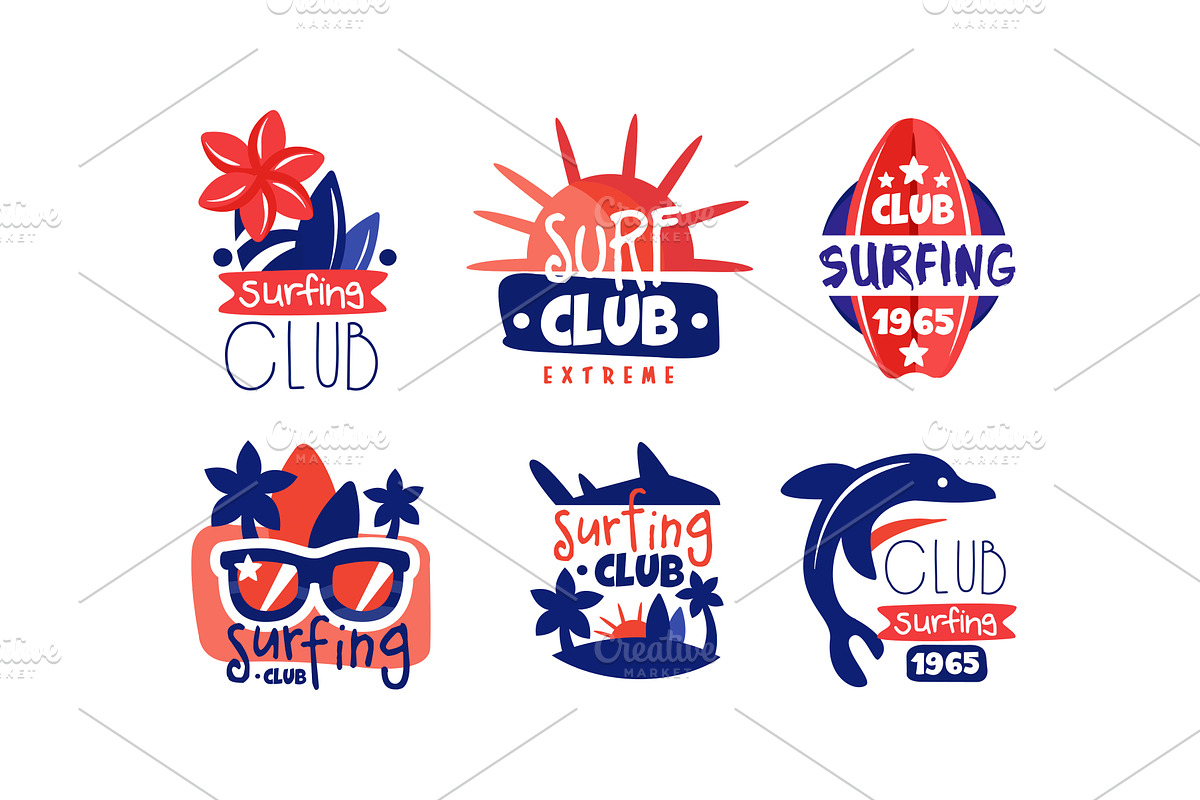 Surfing Club Retro Logo Design, an Object Illustration by TopVectors