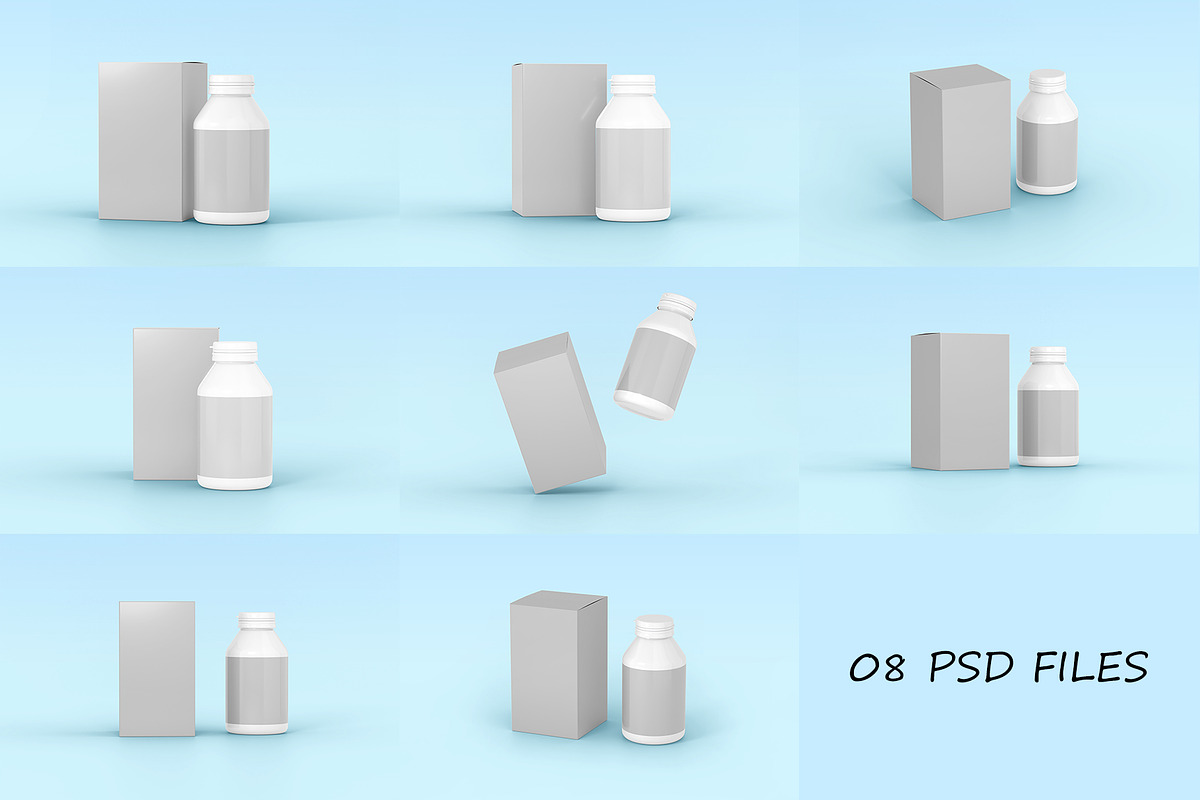 Supplement bottle and box set mockup, a Packaging Mockup by Adstart (Photo 4 of 4)