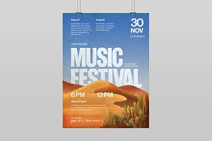Desert Music Festival Poster Templat, a Poster Template by BrandPacks