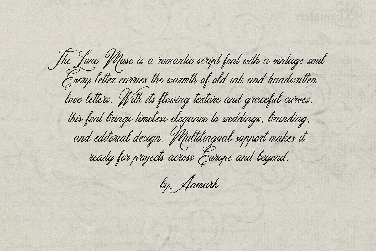 The Lone Muse Romantic Script Font, a Script Font by AnMark (Photo 3 of 11)