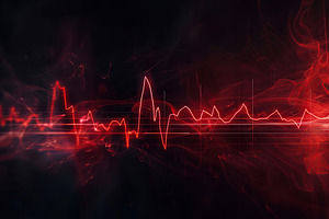 Digital cardiac pulse of human heart on dark background, a Photo by AlyaAnd