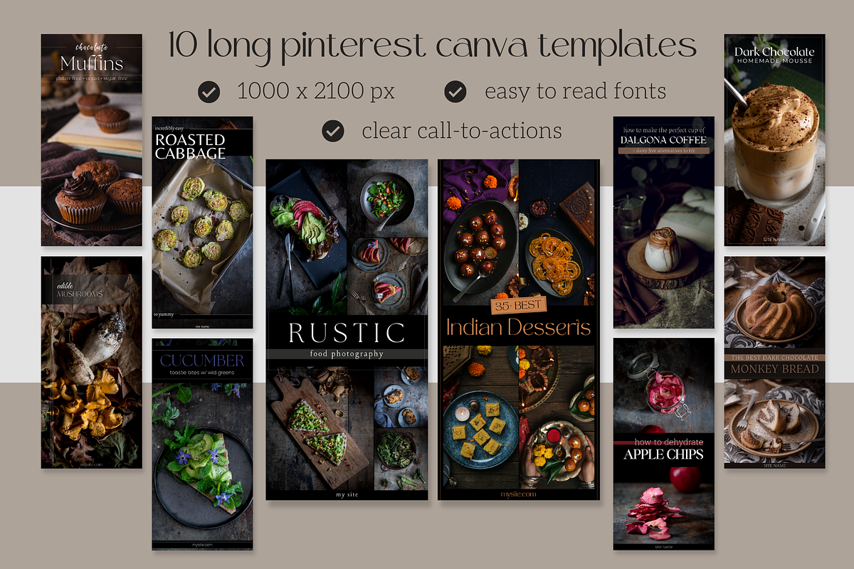 Dark Moody Pinterest Canva Templates, a Social Media Template by Made by Melody (Photo 3 of 8)