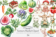 Watercolor Farmers Market Clipart, an Illustration by Design Market (Thumbnail 1 of 5)