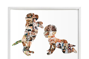 Baby And Dog Photo Collage