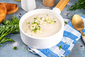Homemade tasty Leek Cream Soup, a Food & Drink Photo by Rimma