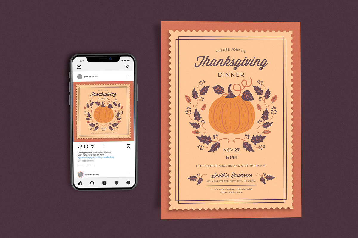 Thanksgiving Dinner Pumpkin Orange