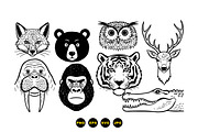 Wild Animal Head Clipart Set, an Illustration by designvectx (Thumbnail 3 of 3)
