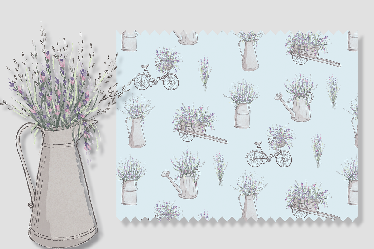 Watercolor Lavender Pattern, a Pattern Graphic by Lady Bruniere Design (Photo 4 of 14)