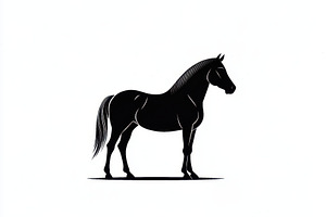 Black Horse Silhouette Elegant Equin, an Animal Photo by Pixeness Studio