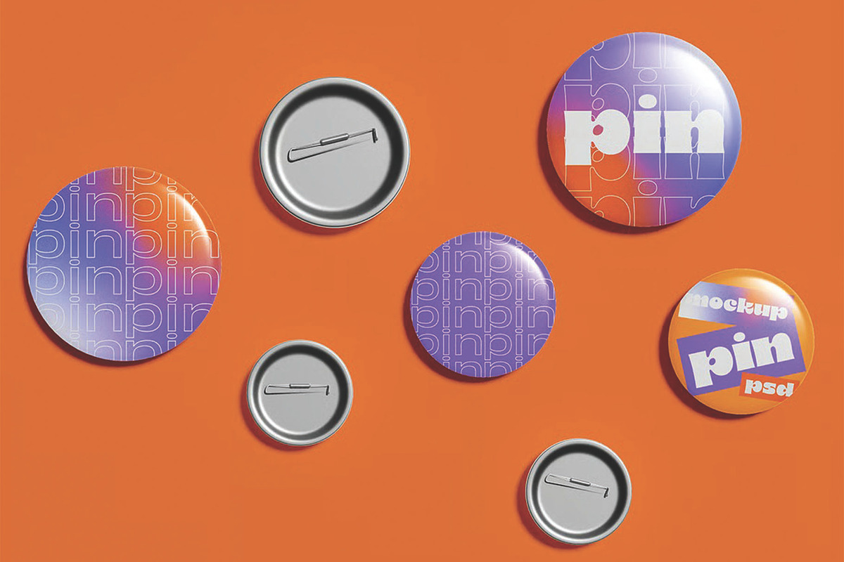 Pins Mockup, an Advertising Mockup by skybluecreative (Photo 1 of 3)
