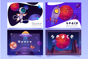 Space Exploring Posters With Rocket