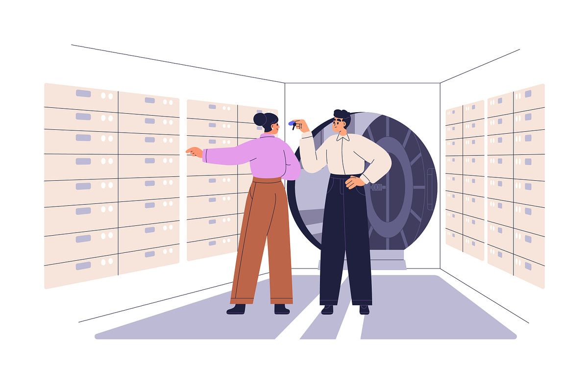 Clients use finance services in bank, a Finance Illustration by Good Studio (Photo 12 of 12)