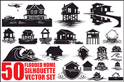 50 Flooded Home Silhouette Bundle, an Illustration by Designs_River (Thumbnail 1 of 51)