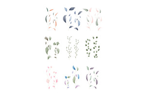 Watercolor leaves collection, an Illustration by okskukuruza