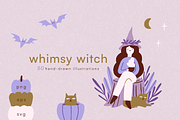 Whimsy witch. Halloween illustration, a Seasonal Illustration by kondratya (Thumbnail 1 of 13)