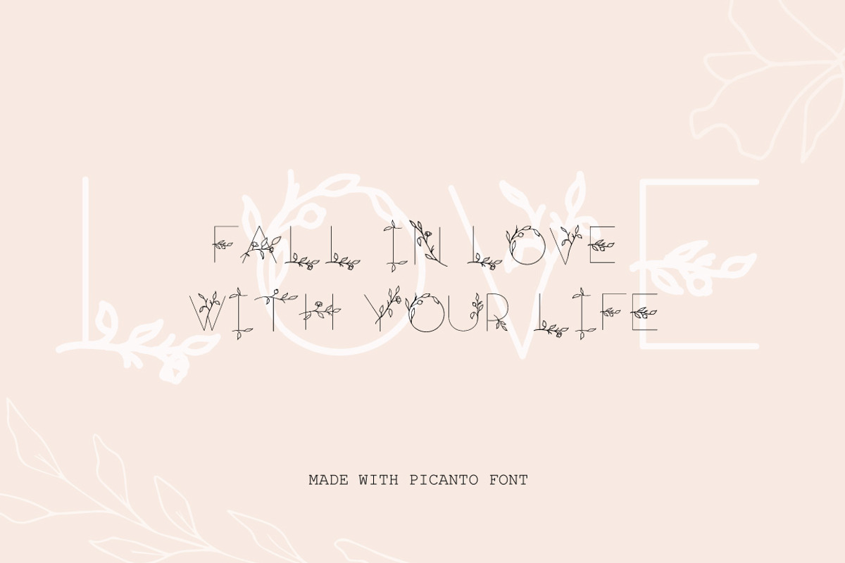 PICANTO Floral Font ( ALL CAPS ), a Font by Digital Hustler (Photo 8 of 9)