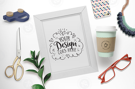 Mompreneur White Frame Mockup, a Print Template by Garlic Friday Design