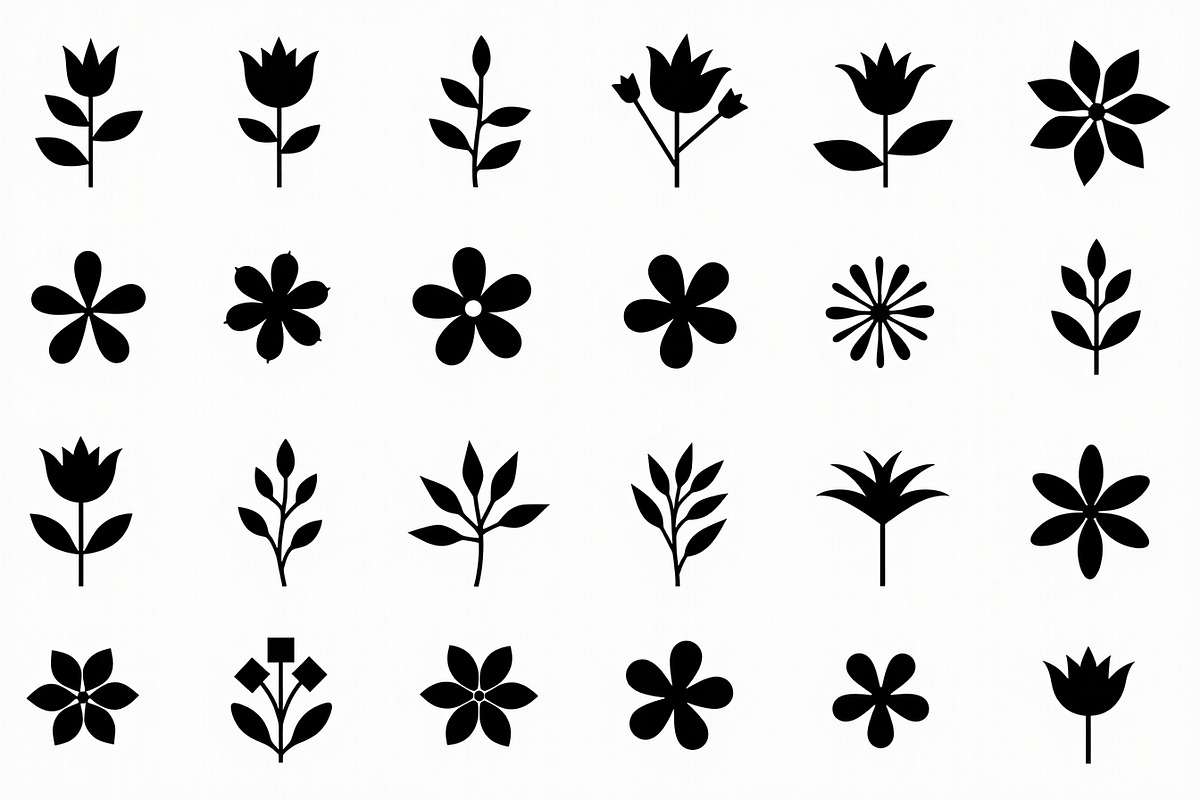 16 elegant black floral silhouettes, an Illustration by Amazin_art (Photo 12 of 17)
