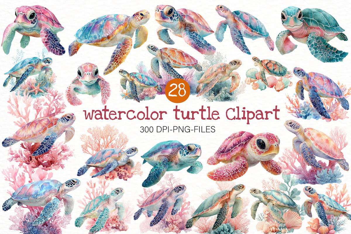 watercolor turtle Clipart, an Illustration by Designworld (Photo 1 of 8)