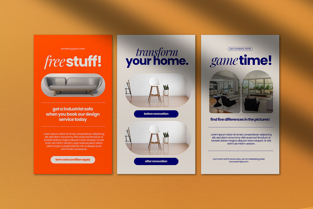 Blue Interior Design Instagram Pack, a Social Media Template by graphicook