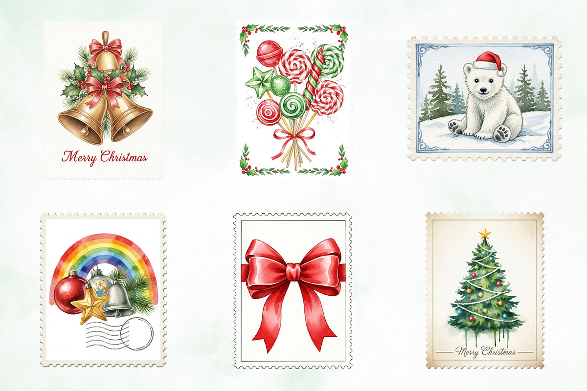 Christmas Postage Stamps PNG, an Illustration by Creative Art (Photo 8 of 8)