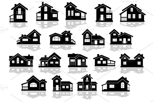 Silhouettes Of Houses And Cottages