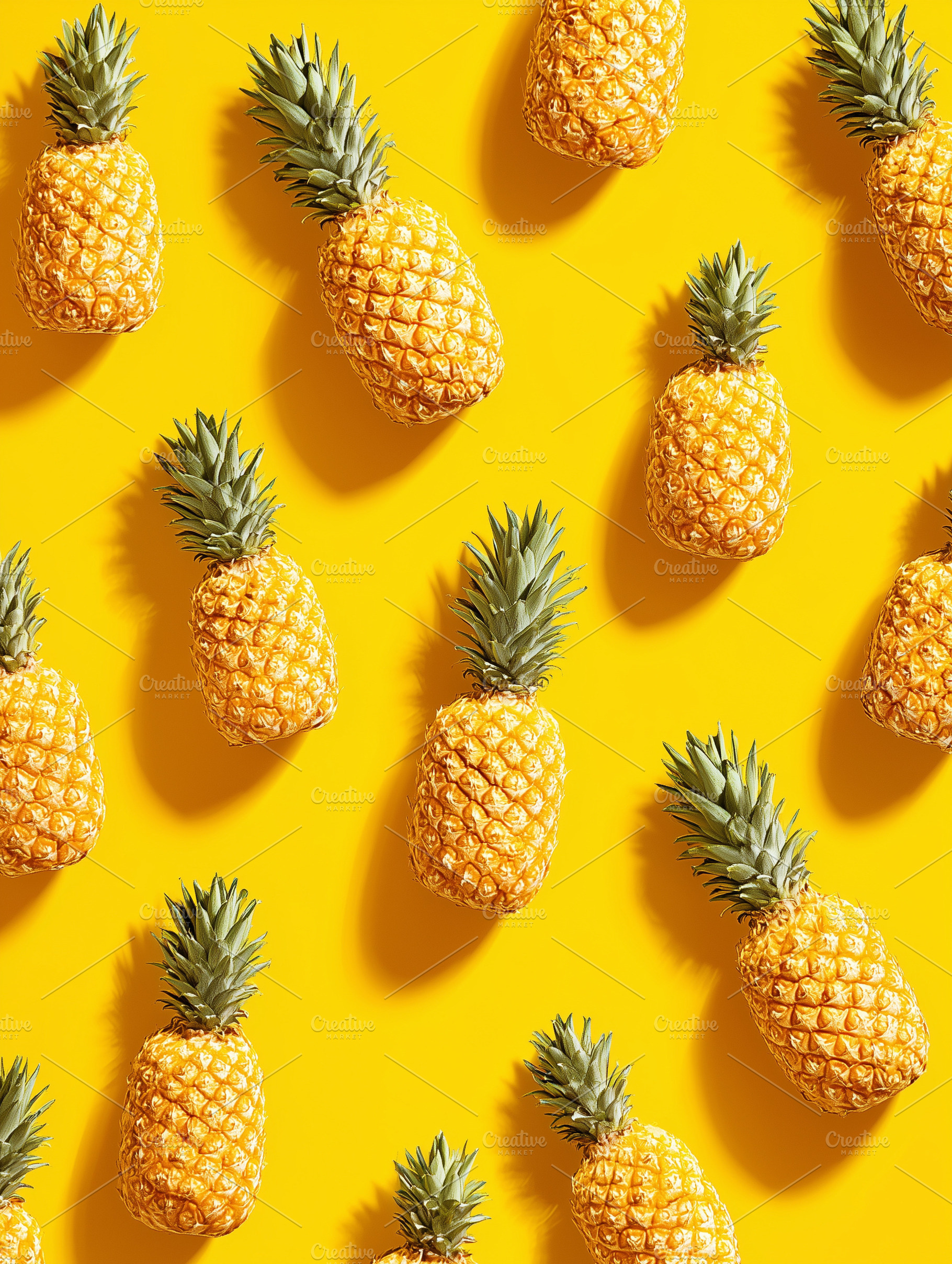 Fresh ripe pineapples on bright, a Food & Drink Photo by MistyDay