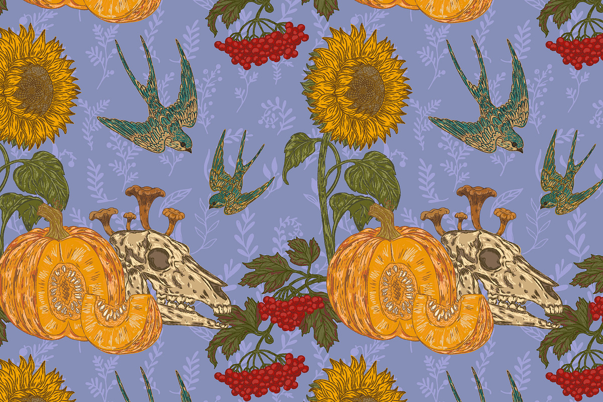 Gothic Autumn Harvest Folk Pattern, a Pattern Graphic by NayaChu (Photo 3 of 9)