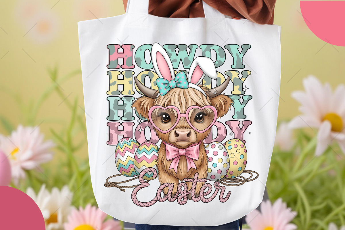 Howdy Easter, Easter Highland Cow PN, an Illustration by OK Design (Photo 4 of 6)