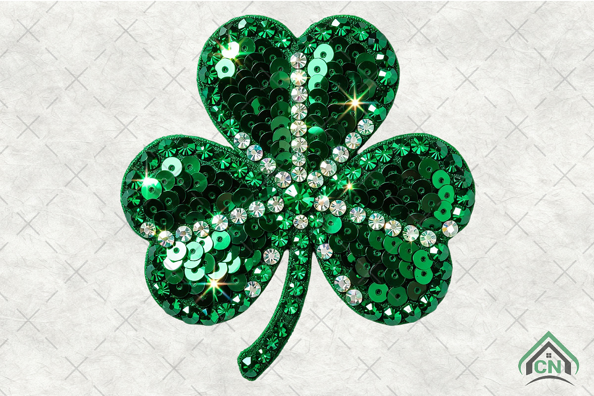 Green Sequin Shamrock PNG, an Illustration by Craft Nest (Photo 1 of 4)
