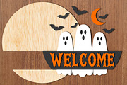 Welcome Halloween Ghost Round Sign, an Object Graphic by OK Design (Thumbnail 3 of 3)