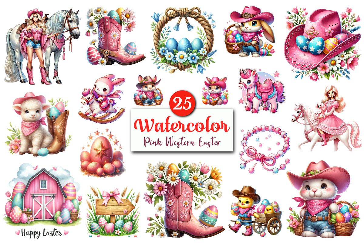 Watercolor Pink Western Easter PNG, a Graphic by CitraGraphics (Photo 1 of 4)