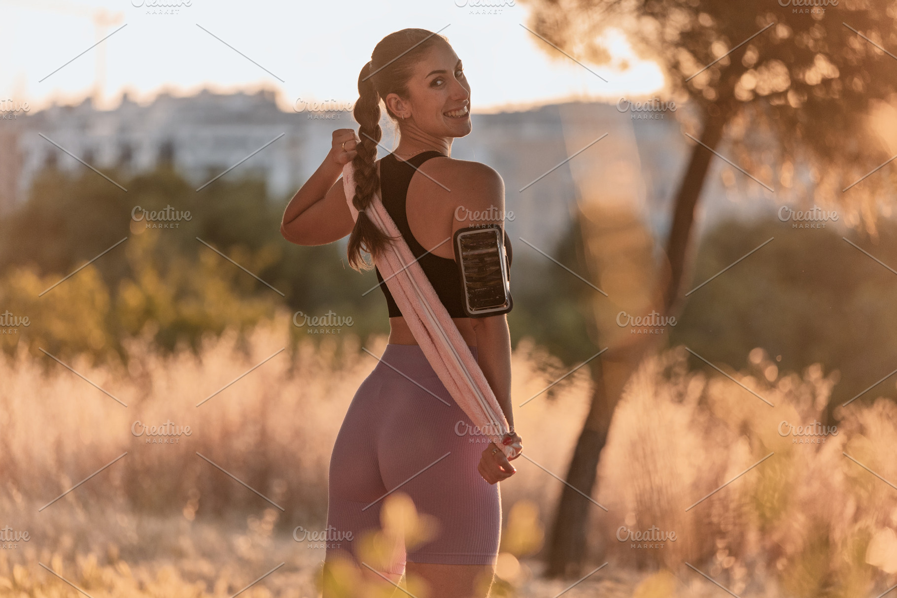Athlete stretching with a towel outd, a Sports & Recreation Photo by Perpis