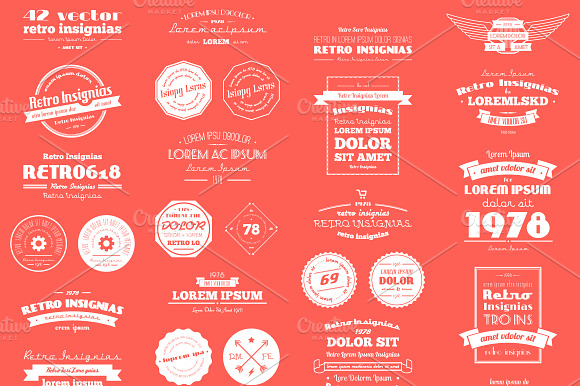 42 vector retro insignias, Banners preview 3