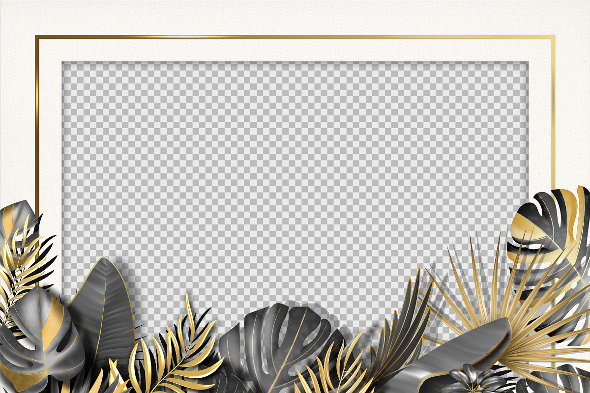 Botanical Tropical Leaves Frames, a Decorative Illustration by leezarius (Photo 3 of 7)